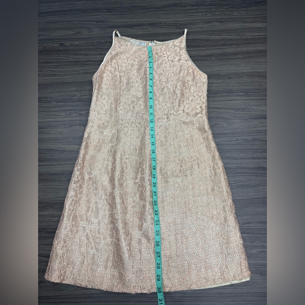 Jessica McClintock Gunne Sax Vintage Size 9 / 10 Lace Mini Sheath Dress Beige - Picture 2 of 6
